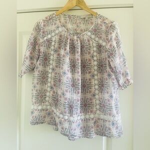 LOFT Pink and Purple Patterned Blouse